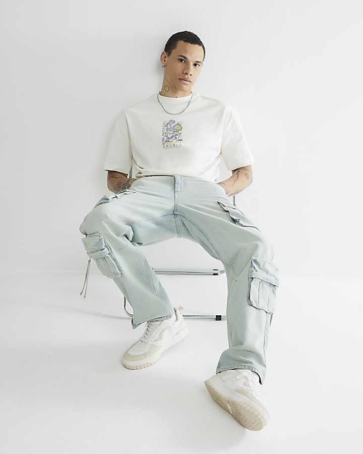 White Short Sleeve Tokyo Flowers T-Shirt