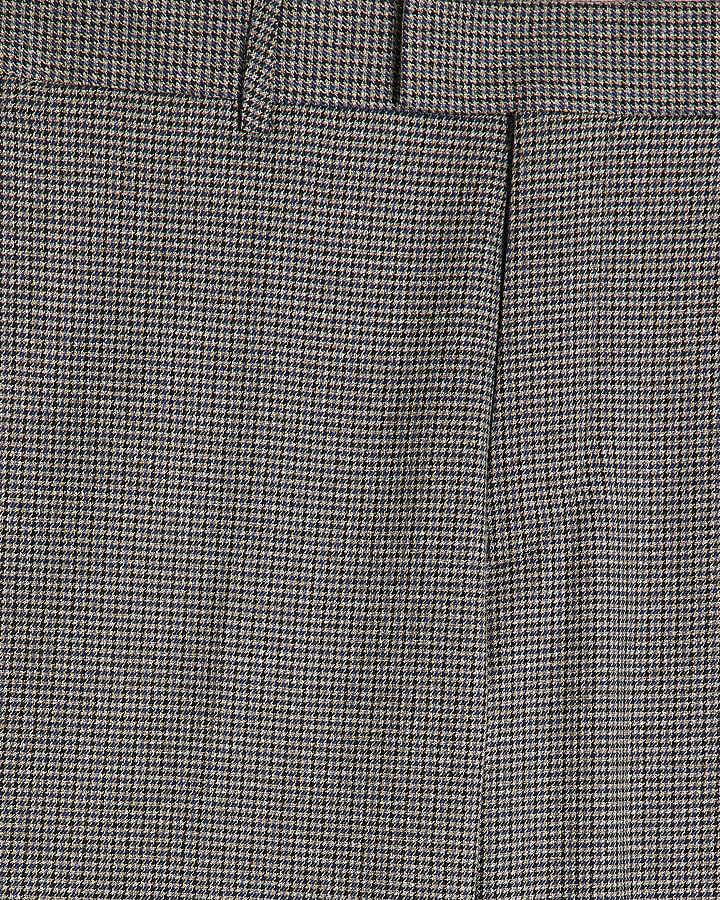 Brown Tailored Fit Check Suit Trousers