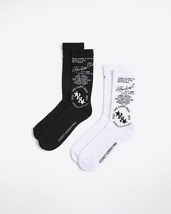 Black Pack Of 2 Tattoo Tube Socks