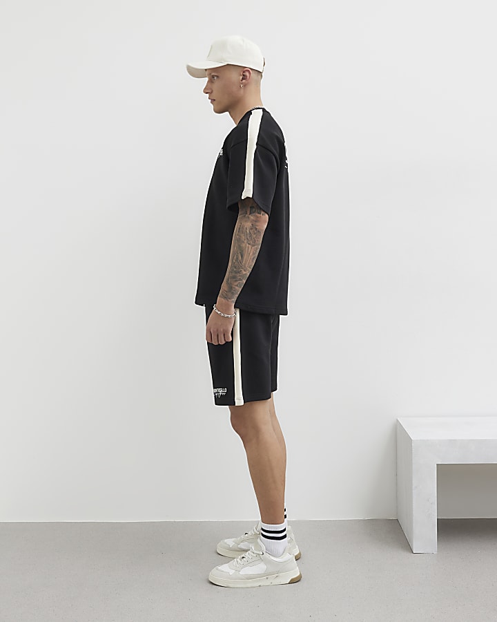 Black Regular Fit Taped Monticello Shorts