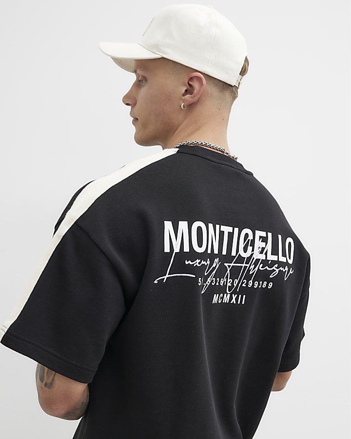 Black Oversized Fit Monticello Taped T-Shirt