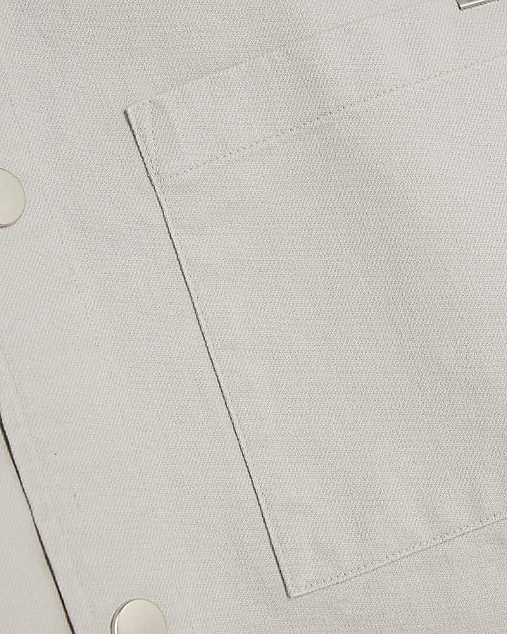 Grey Long Sleeve Curved Hem Dyed Shirt