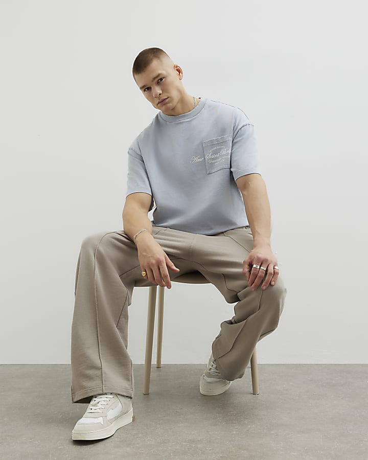 Grey Oversized Ame Saint Paris Washed T-Shirt