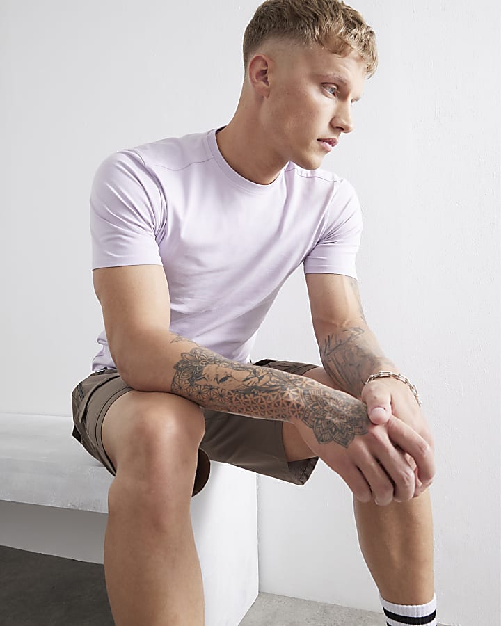Purple Short Sleeve Muscle Fit T-Shirt