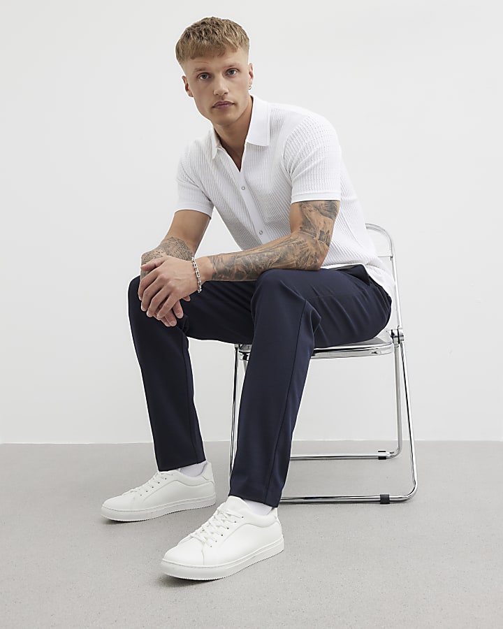 Navy Slim Fit Trousers