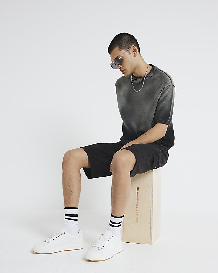 Black Denim Carpenter Shorts