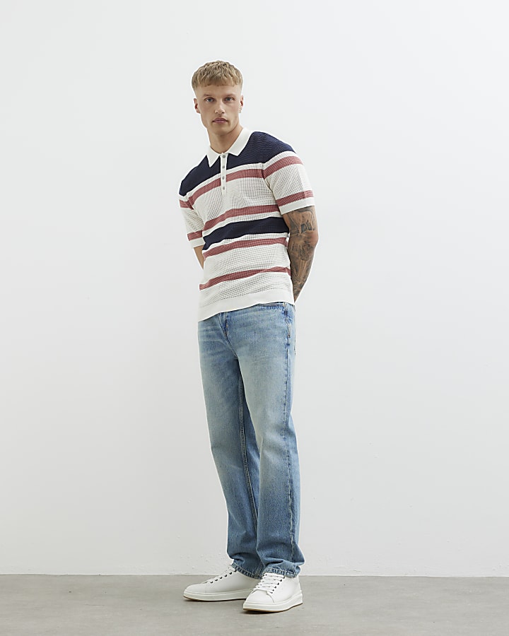 Multicoloured Mesh Stripe Polo Shirt