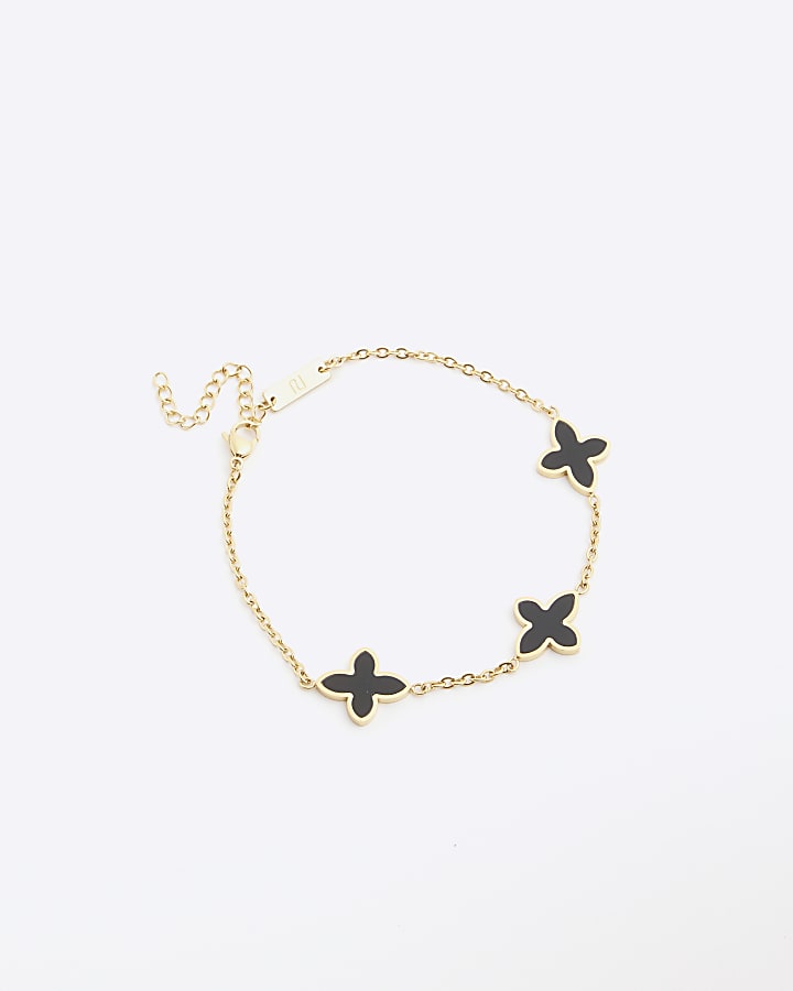 Black Petal Charm Bracelet