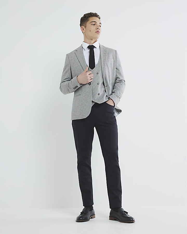 Grey Skinny Fit Puppytooth Waistcoat