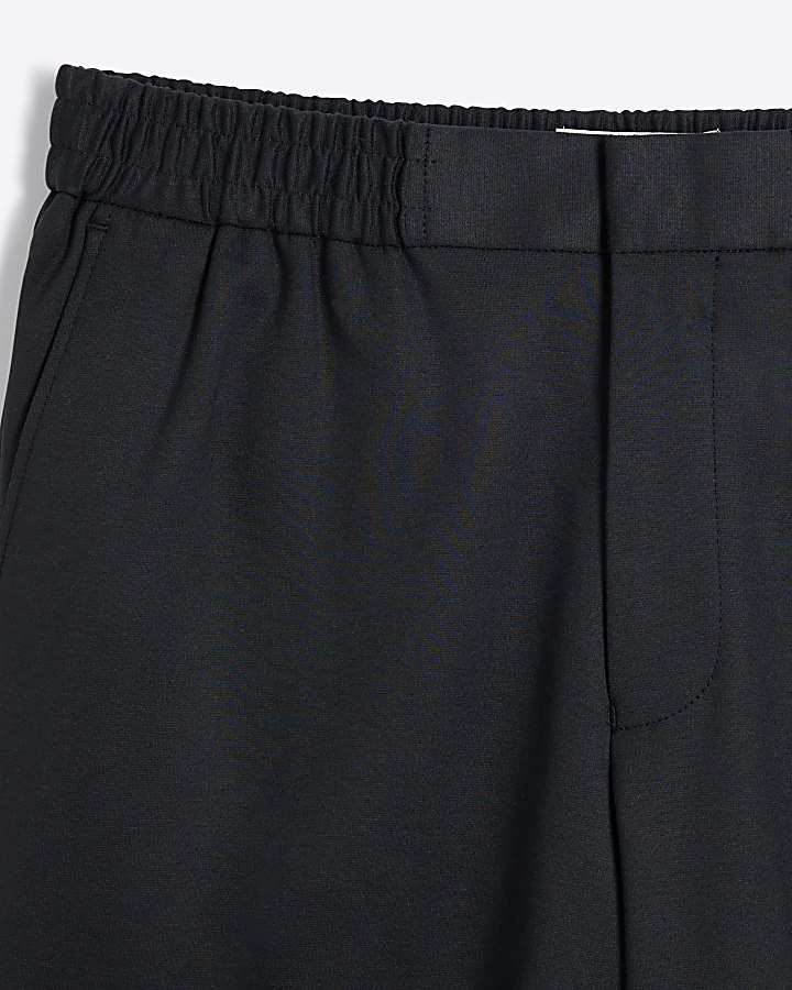 Black slim fit pull on shorts