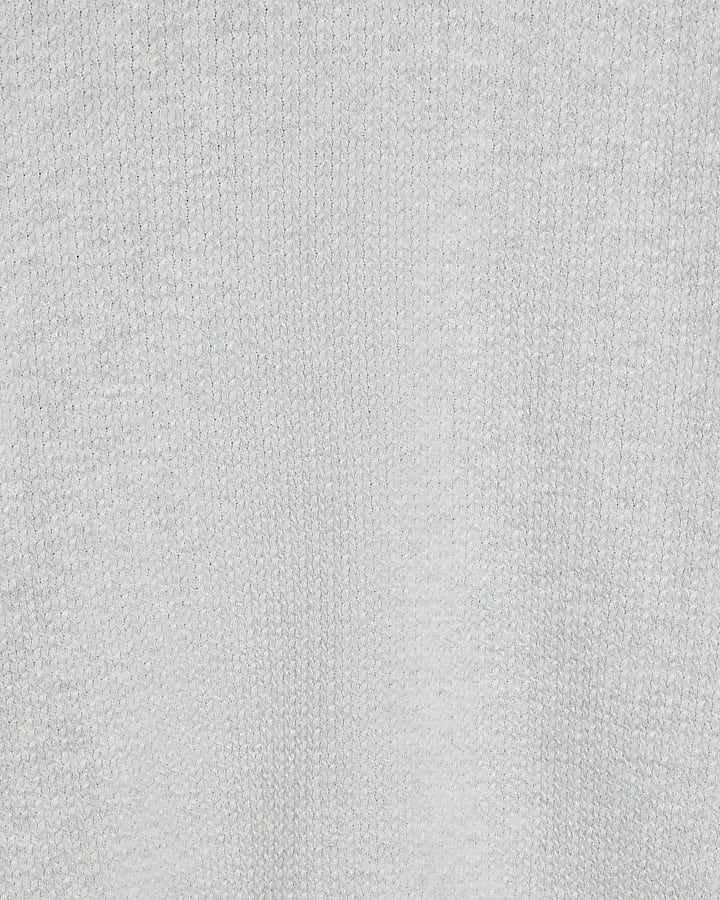 Grey Textured Slim Fit Polo Jumper