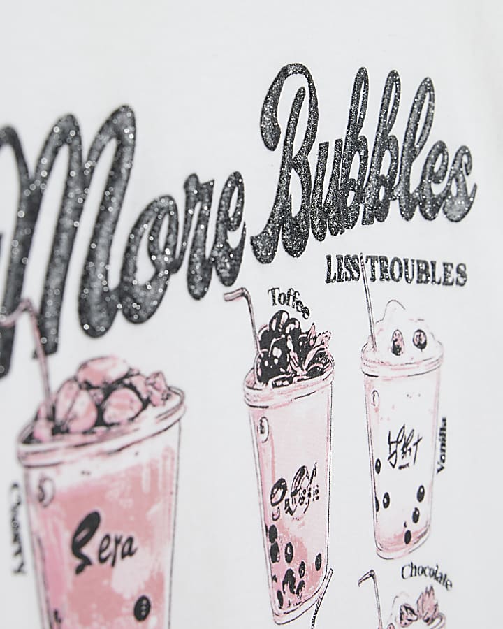 Girls White More Bubbles T-shirt