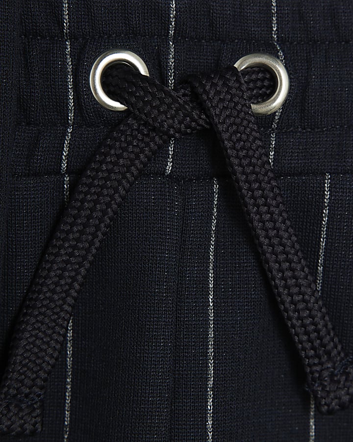 Boys Navy 2 Piece Pinstripe Shirt Set