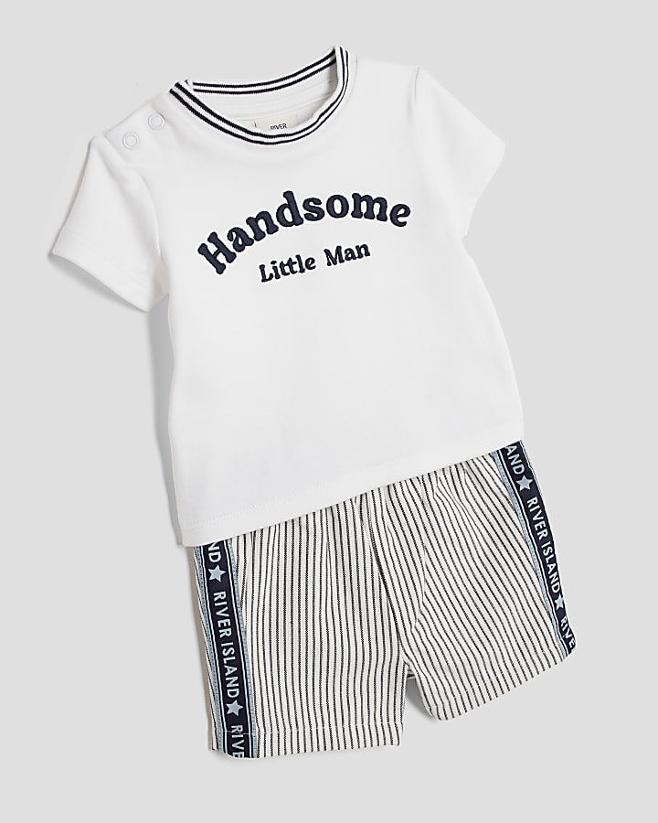 Baby Boys Navy Handsome Stripe T-Shirt Set