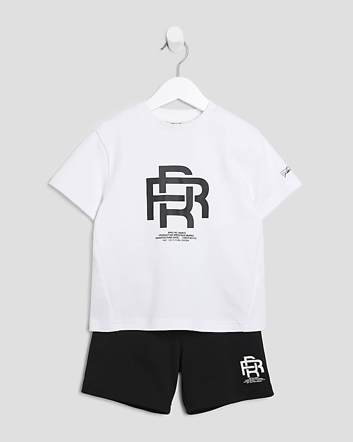 Mini Boys White RR T-Shirt And Shorts Set