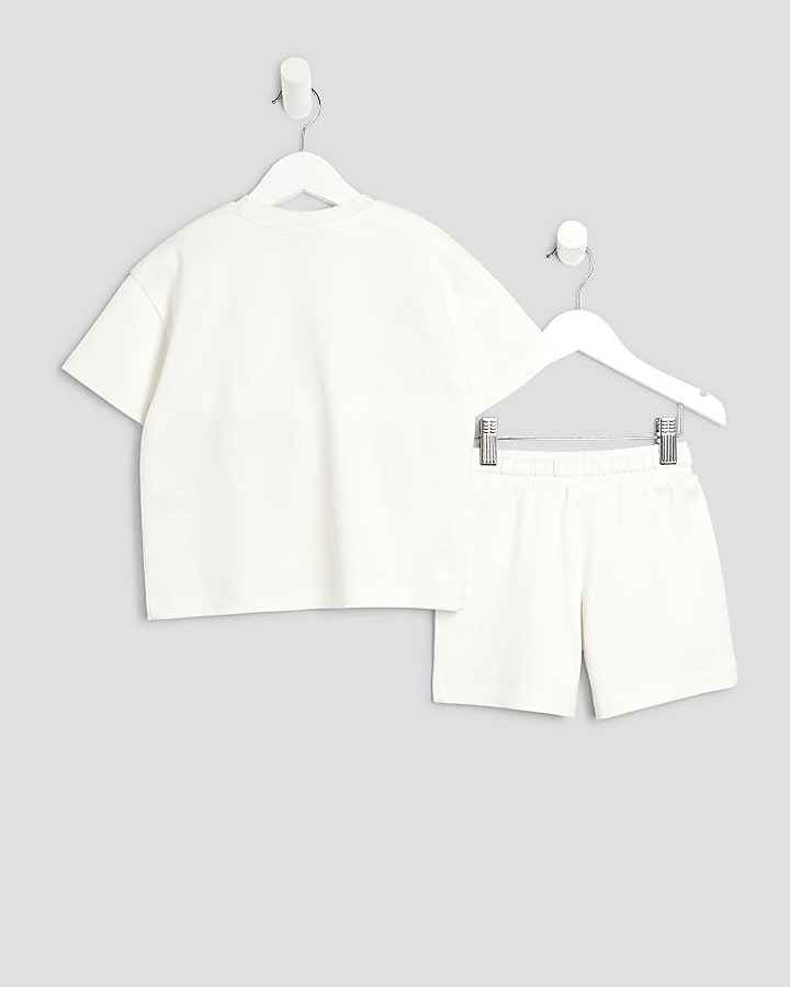 Mini Boys White Embroidered T-Shirt Set