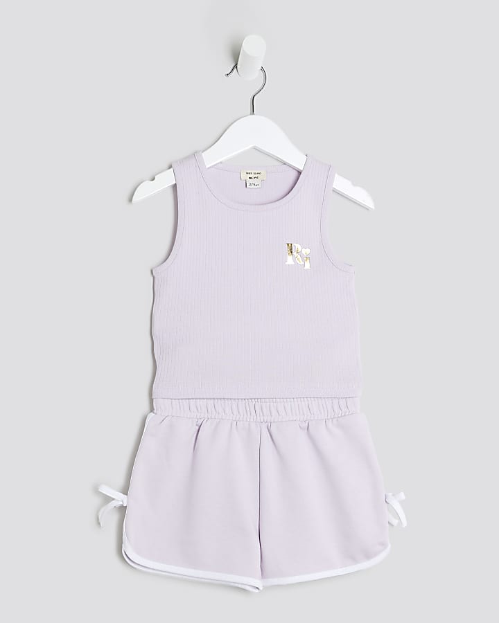 Mini Girls Purple RI Runner Shorts Set