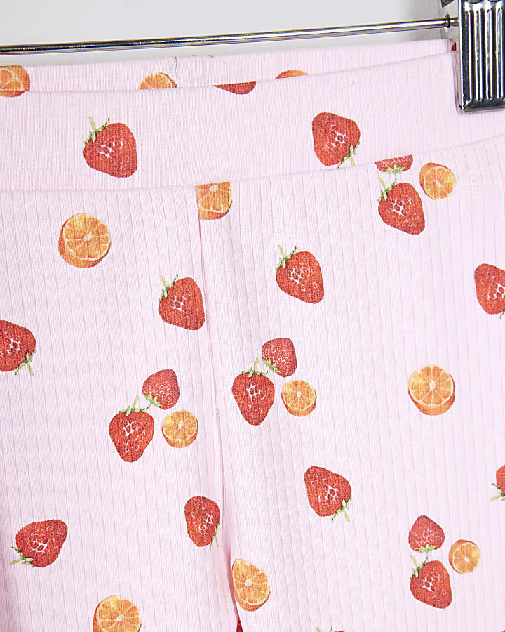 Mini Girls Pink Orange Print Leggings Set