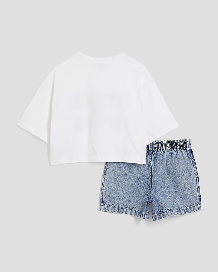 Girls Blue Fruit Short Set