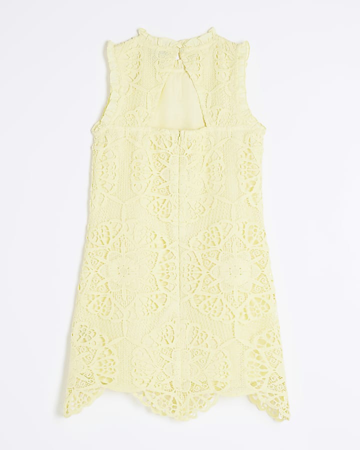 Girls Yellow Lace Shift Dress