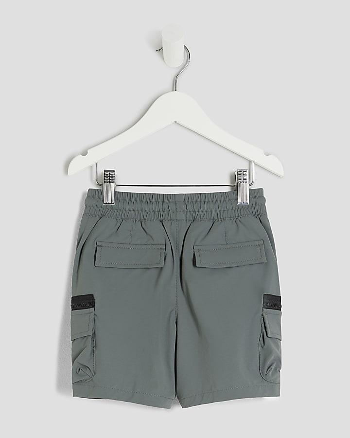 Mini Boys Green Cargo Shorts