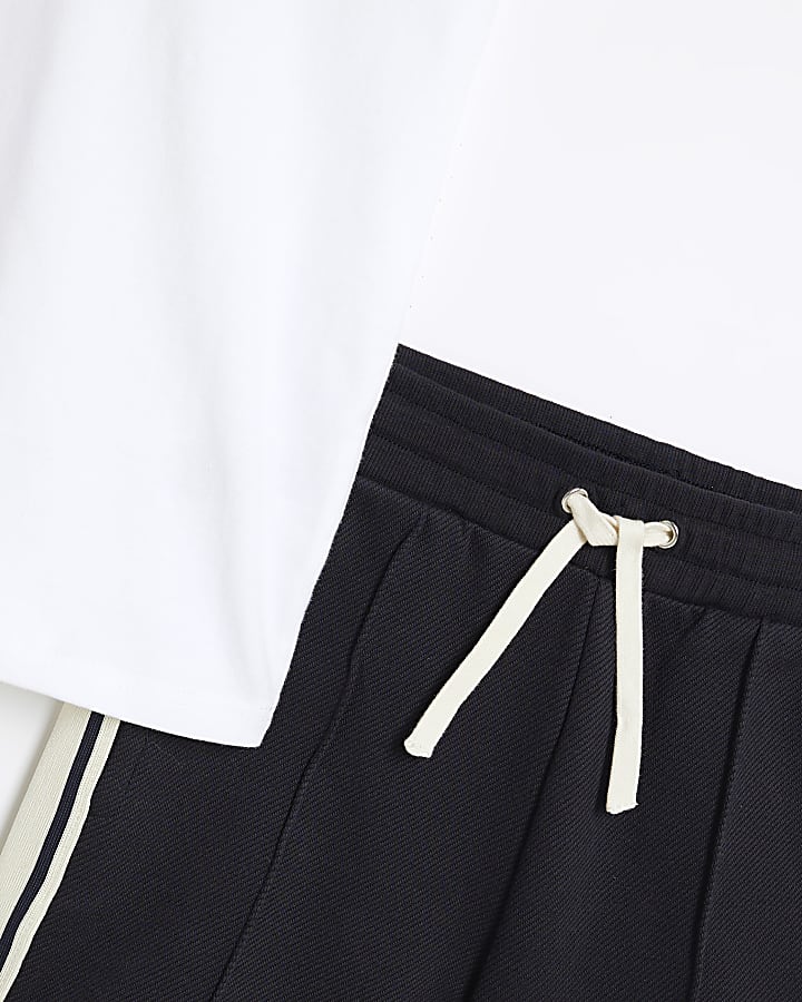Boys Navy Taped Shorts 3 Piece Set