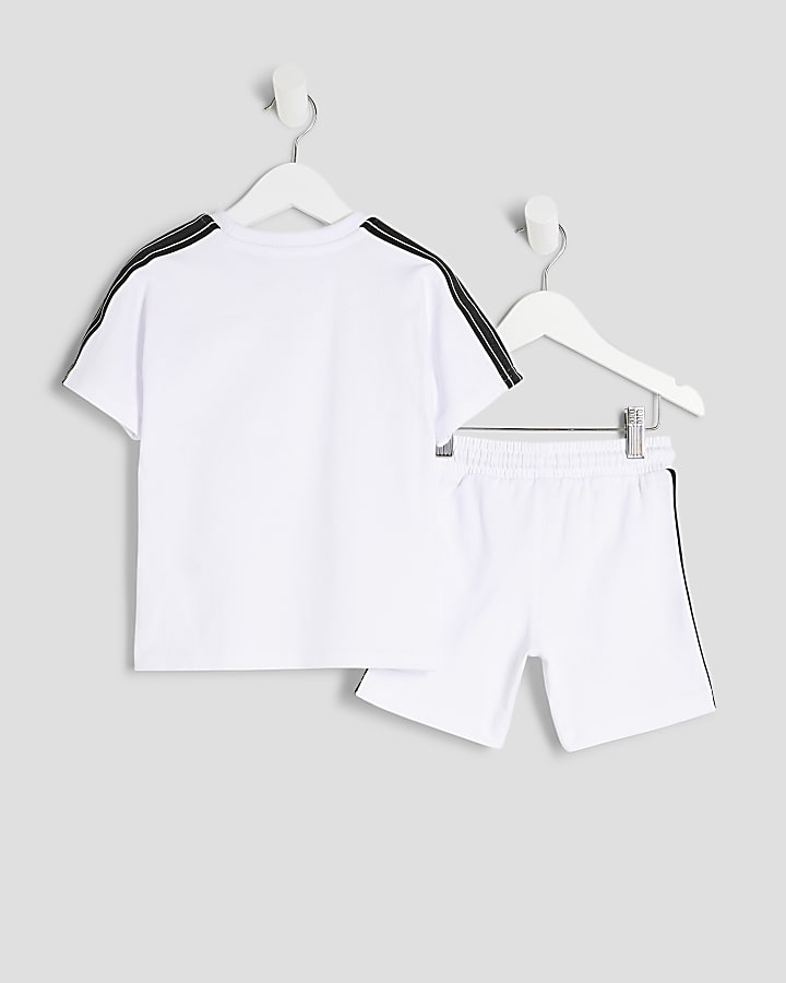 Mini Boys Ecru RR Taped T-shirt & Shorts Set