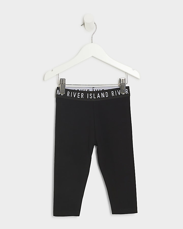 Mini girls black RI cropped leggings