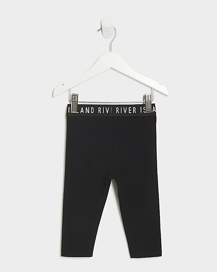 Mini girls black RI cropped leggings