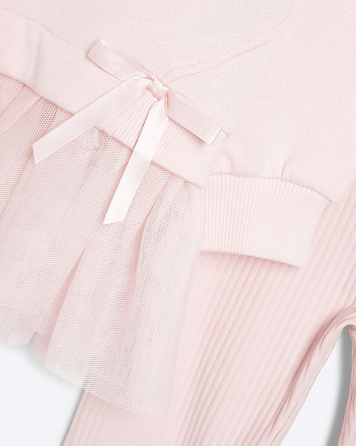 Mini Girl Pink Tulle Sweatshirt Set
