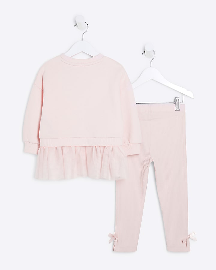 Mini Girl Pink Tulle Sweatshirt Set