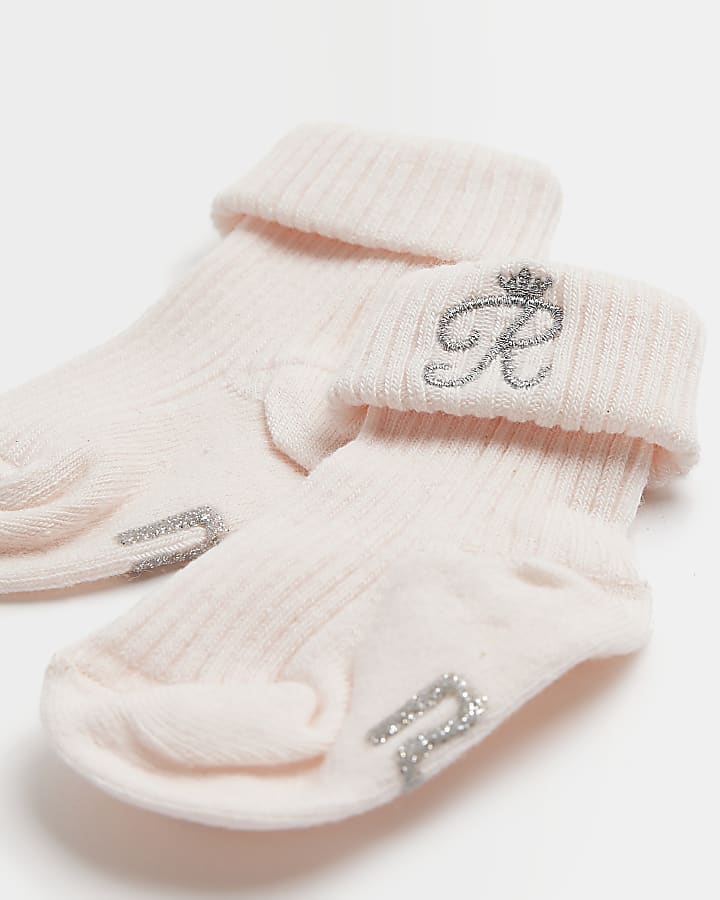 Baby girls pink RI socks 2 pack