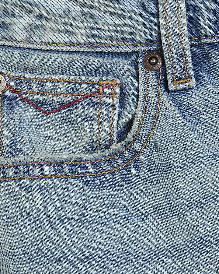 Blue high waisted relaxed straight jeans