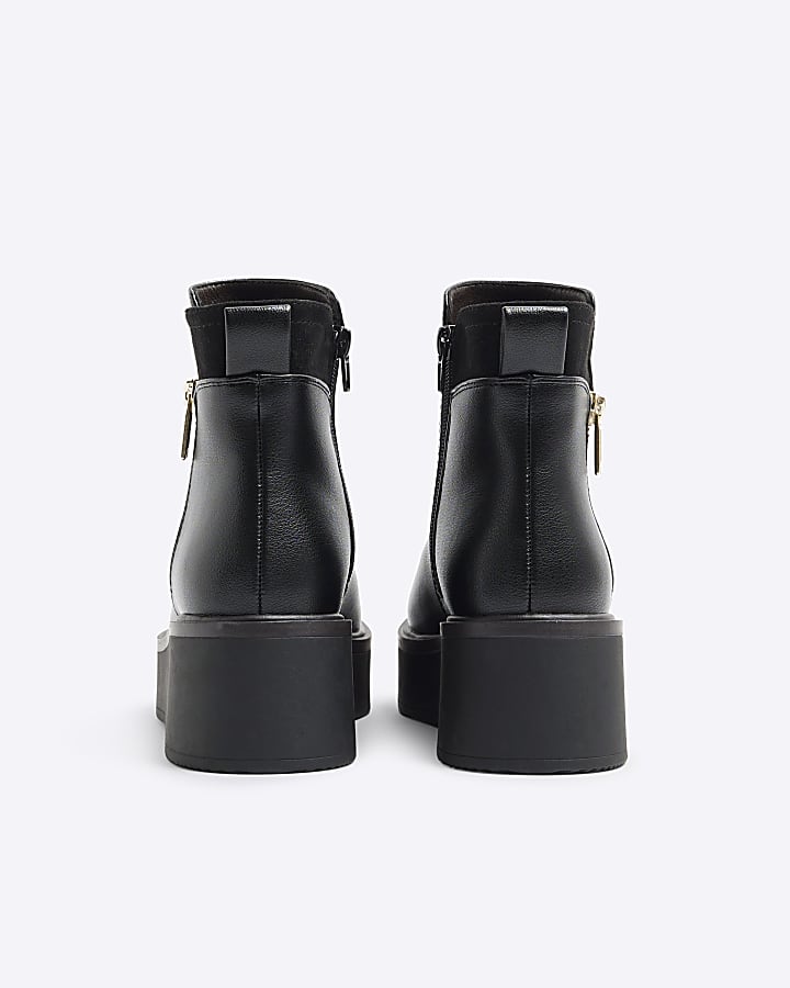 Black chunky wedge ankle boots