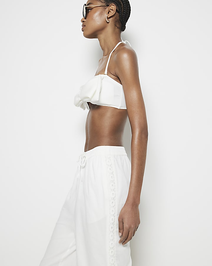 White Cotton Lace Trousers