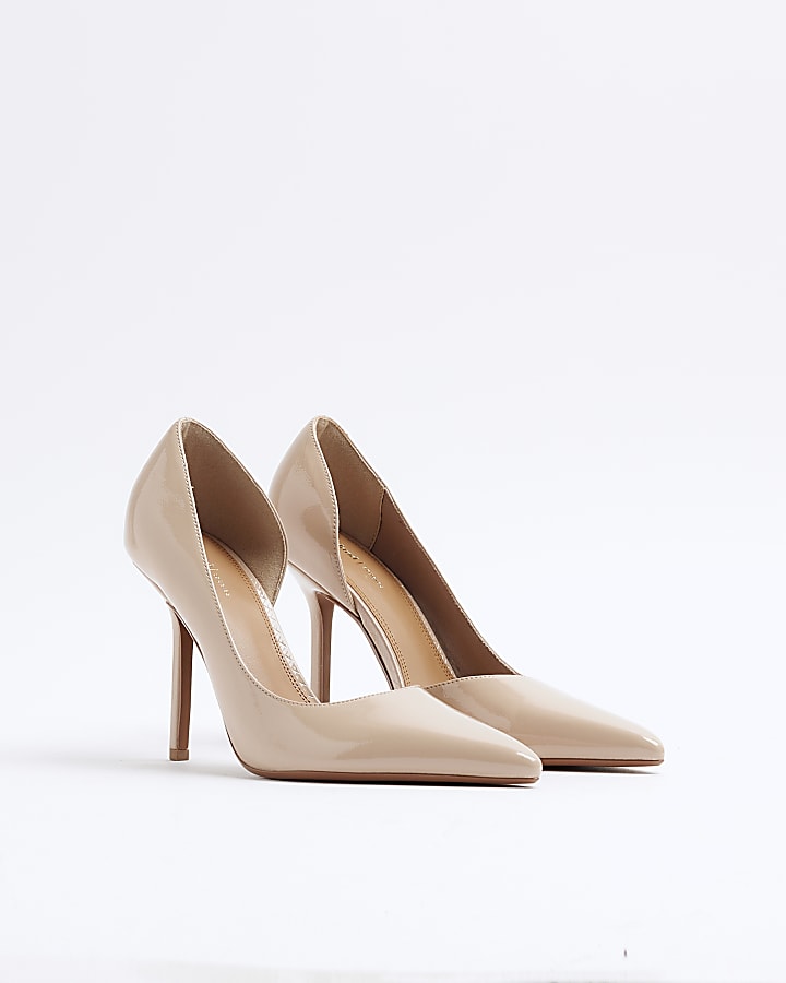 Beige Pointed Toe Court Heels