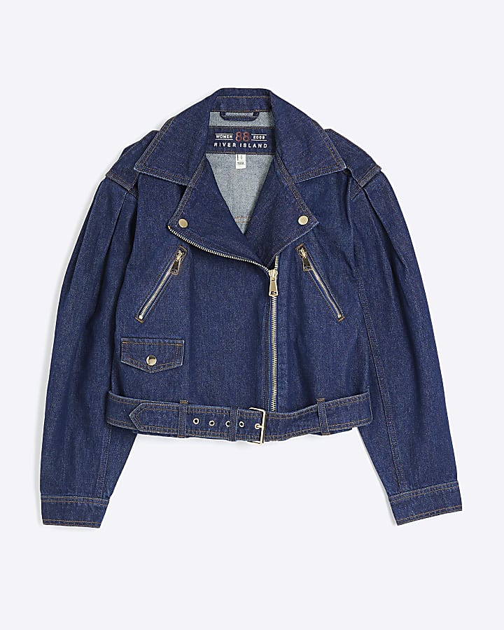 Blue Denim Biker Jacket