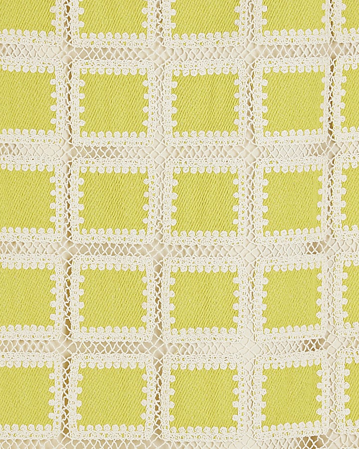 Yellow Sleeveless Crochet Mini Shift Dress