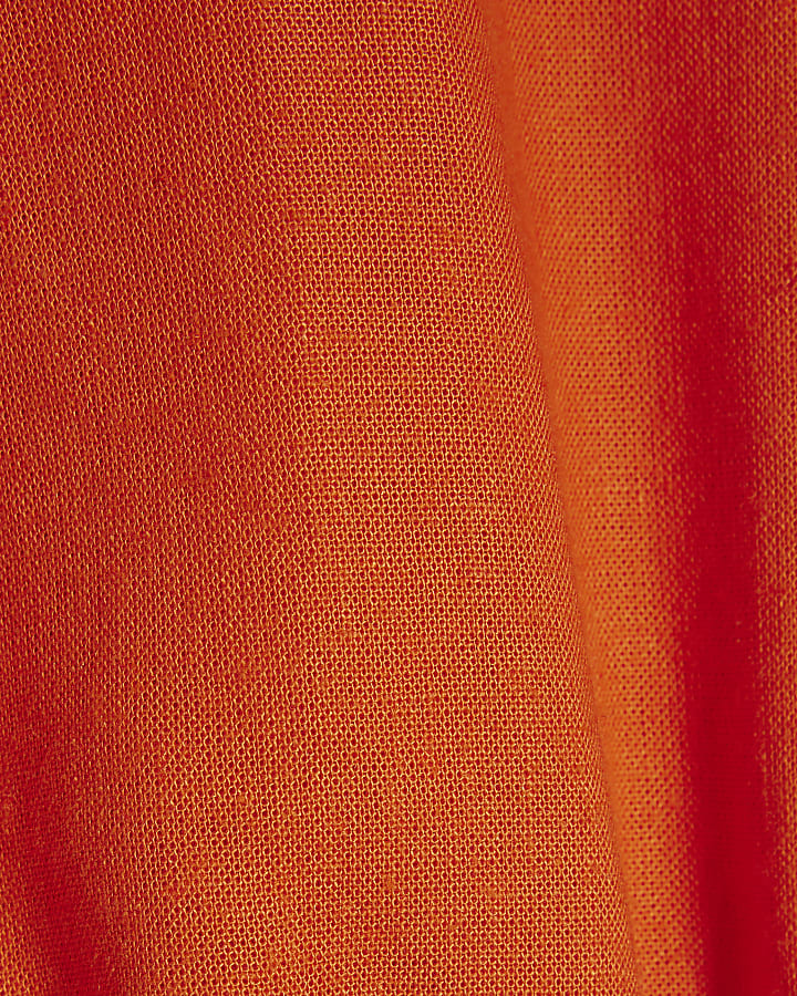 Orange Linen Blend Bubble Hem Tank Top