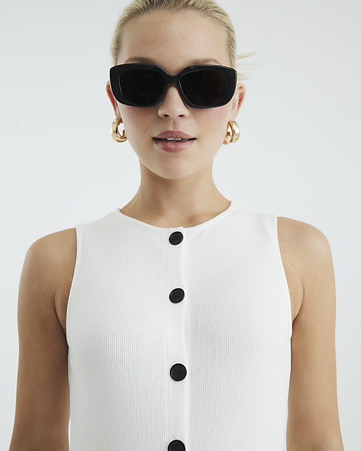 Cream Sleeveless Button Through Shift Dress