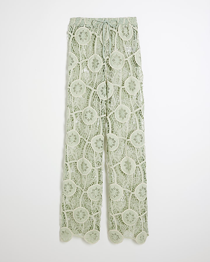 Green Del Maar Lace Beach Resort Trousers
