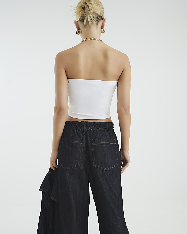 Blue Wide Leg Pyjama Style Jeans