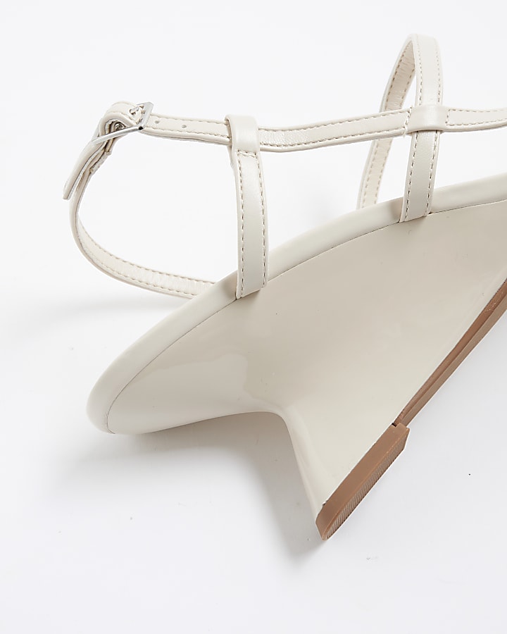 Cream Strappy Wedge Heel Sandals