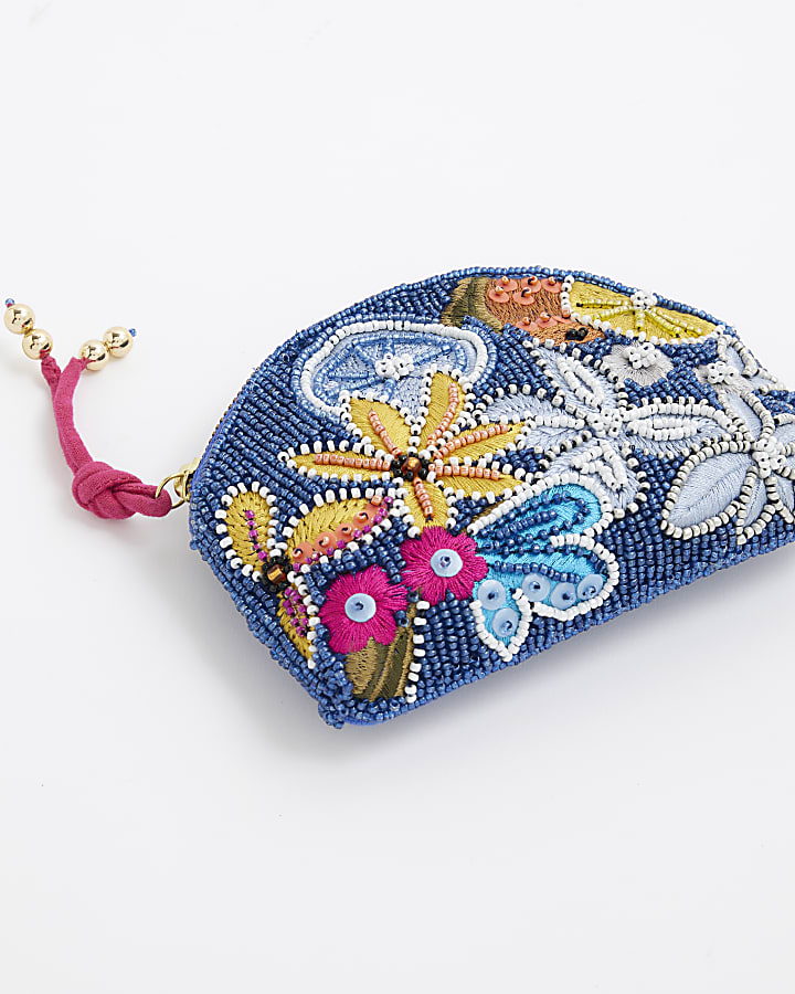 Blue Beaded Embroidered Purse