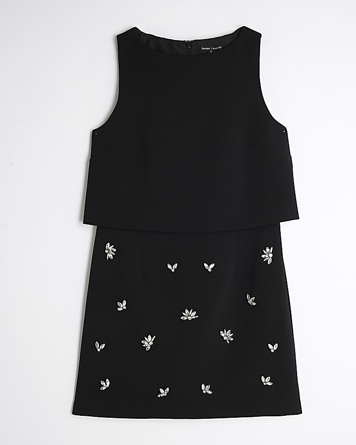 Black Bow Embellished Mini Dress