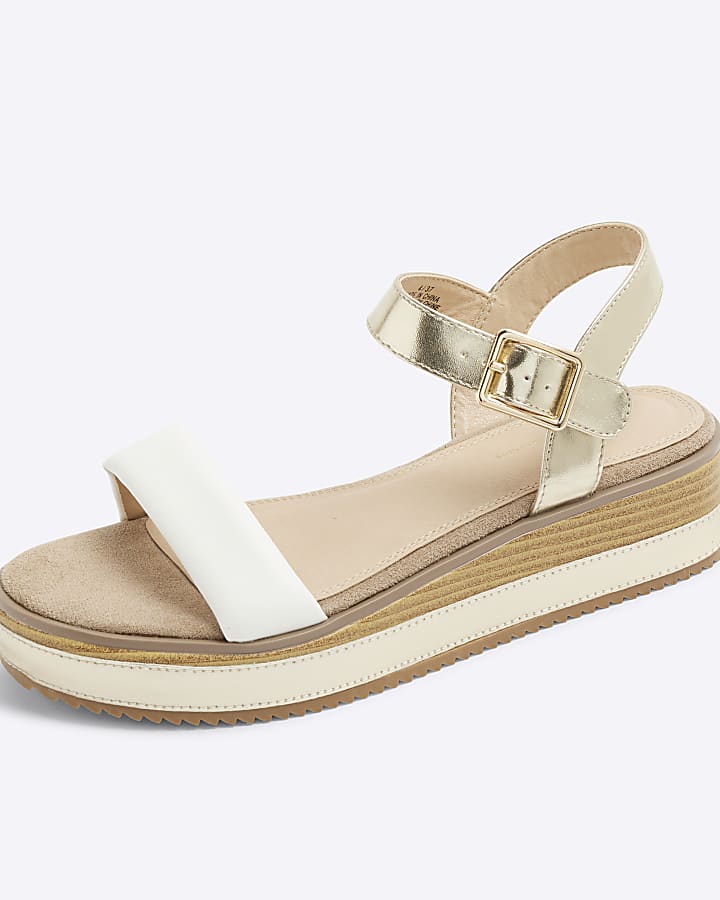 Gold Wide Fit Flatform Sandals