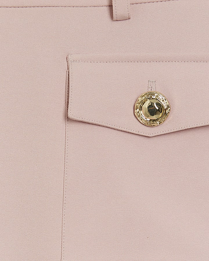 Pink Button Front Straight Trousers