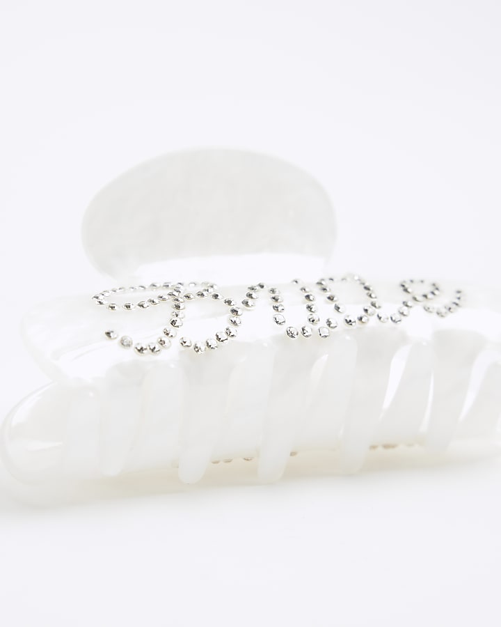 White Crystal Bride Claw Clip