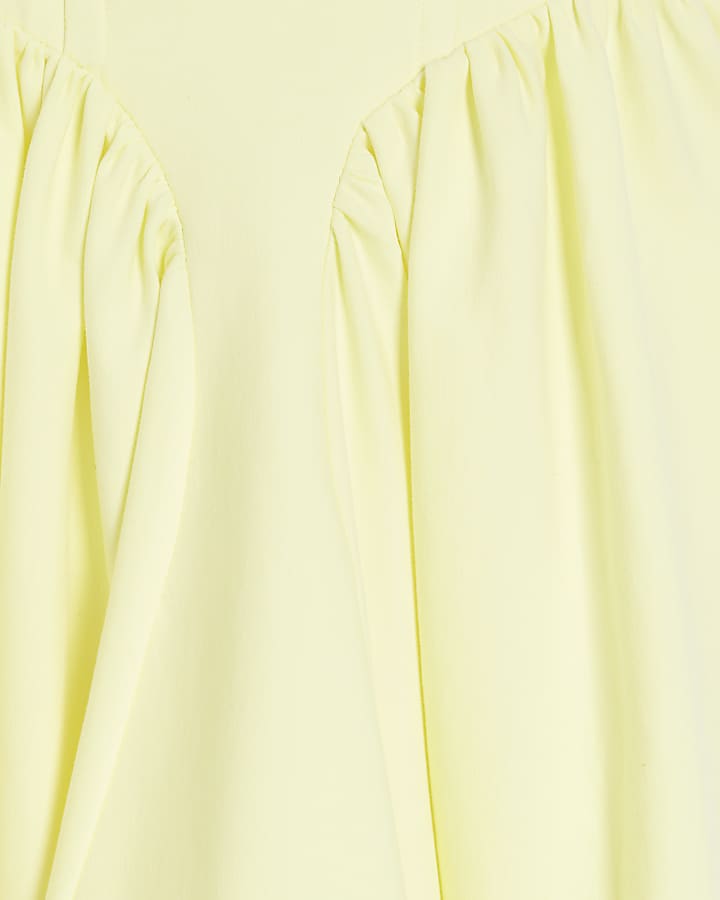 Yellow Sleeveless Corset Detail Midi Dress