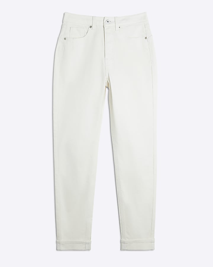 White High Rise Mom Jeans